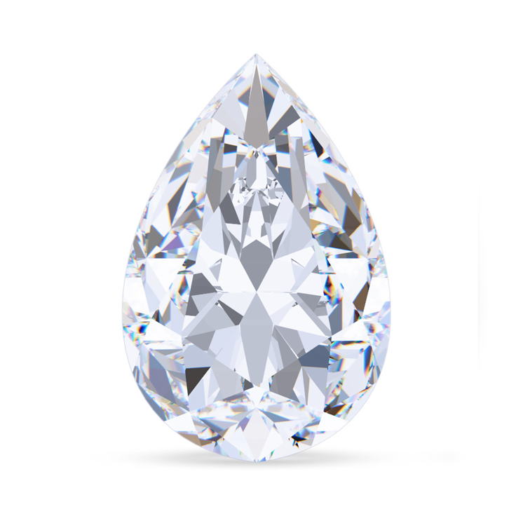 Diamant en forme de poire sur fond blanc